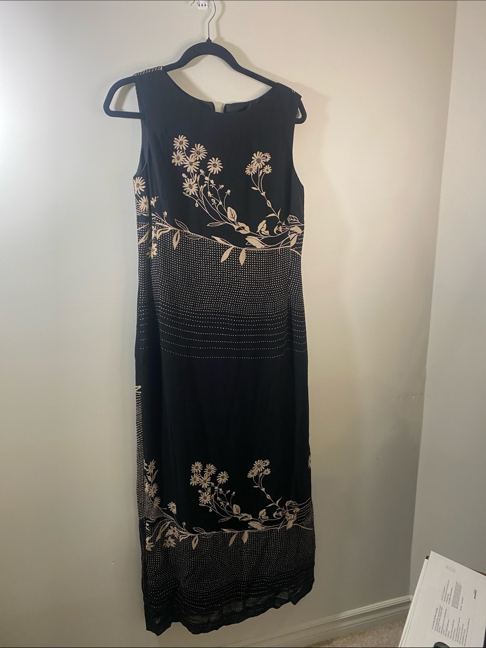 Tessuti Sleeveless Black Floral Maxi Dress - Black/Cream